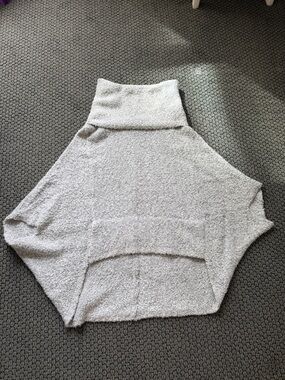 Anthropologie Moth Cozy Oversized Light Gray Turtleneck Poncho Sweater